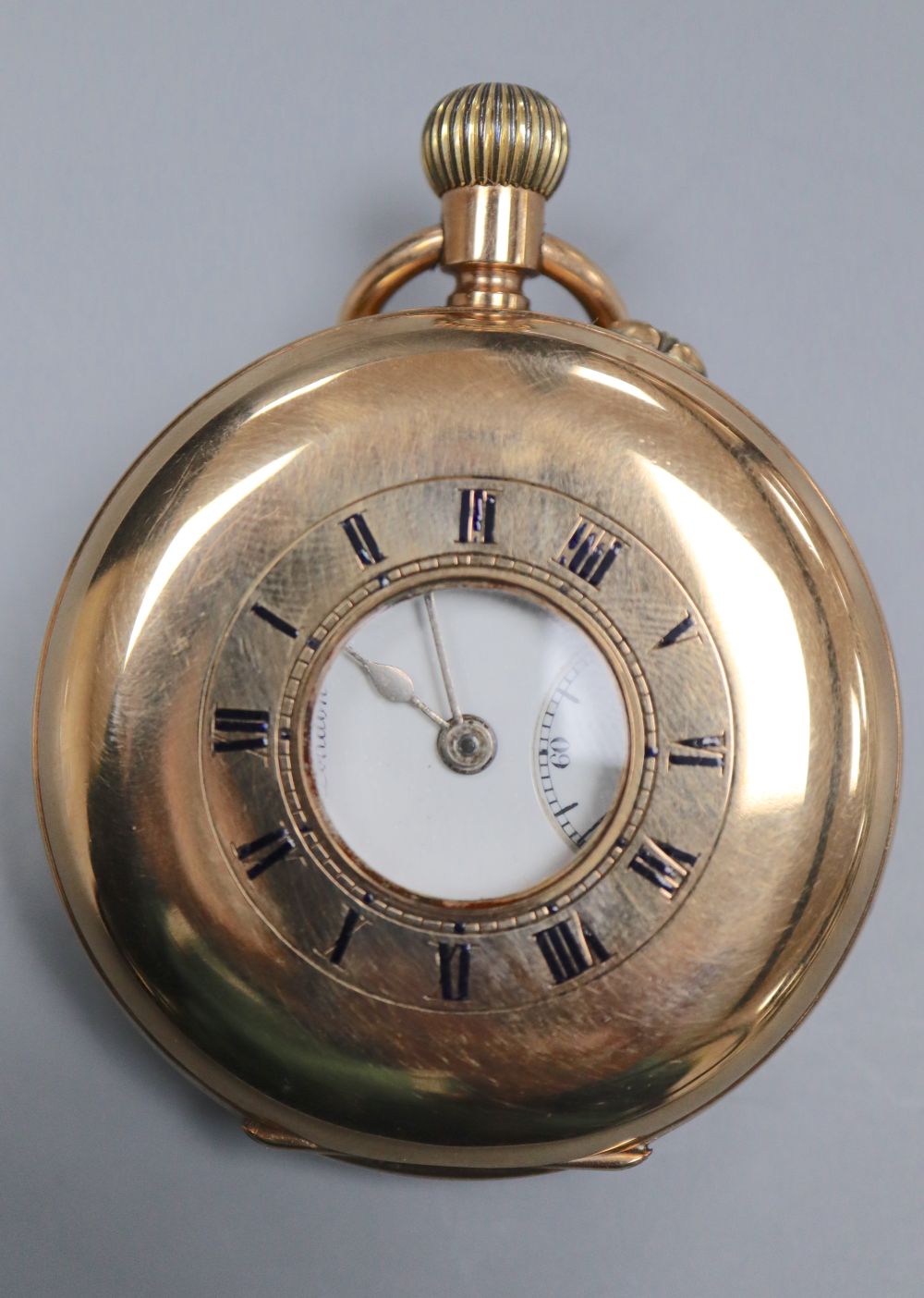 A Victorian 9ct gold J.W. Benson keyless lever half hunter pocket watch,